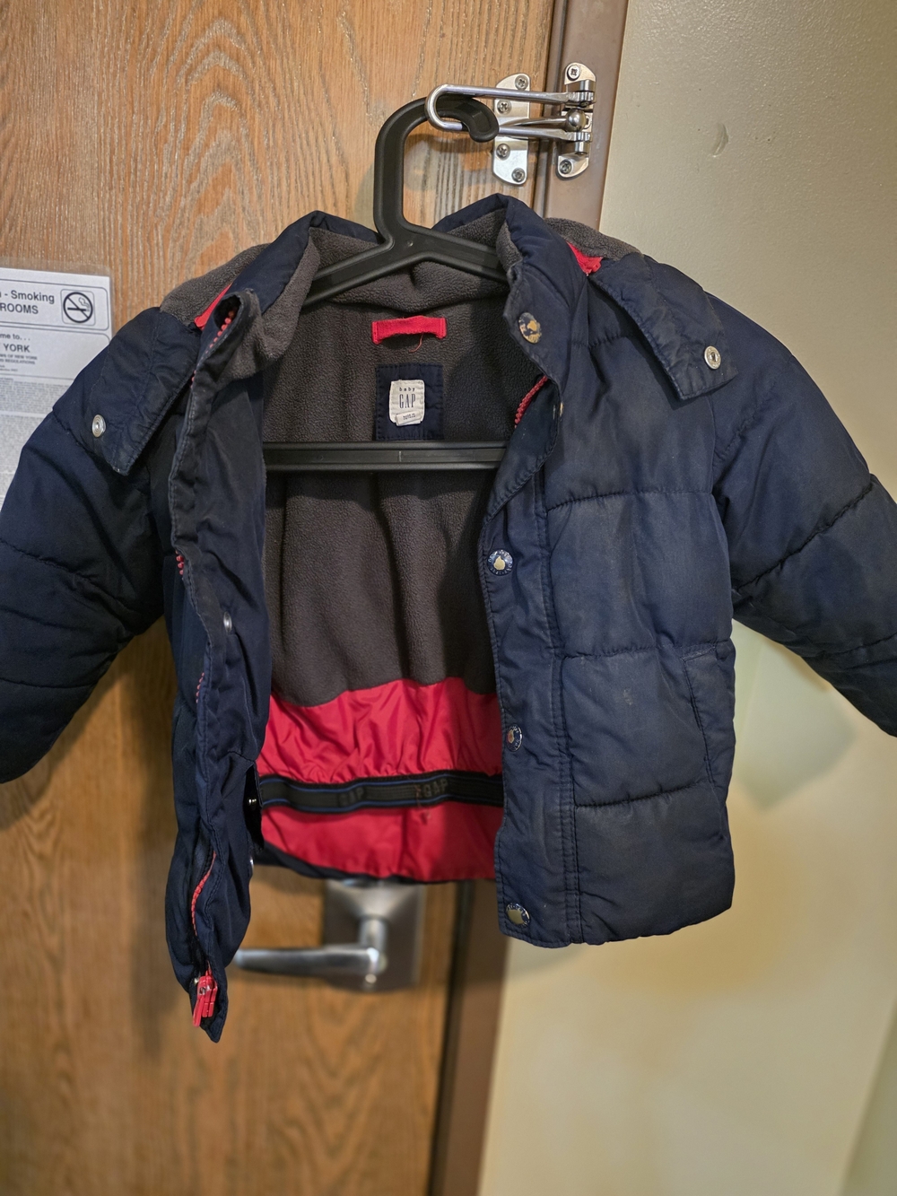 GAP Kids Navy Puffer Jacket with Red Interior